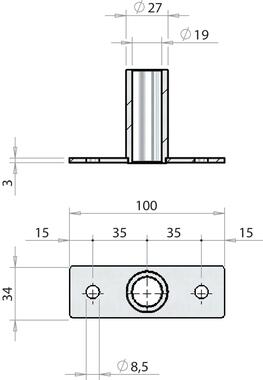 Prowadnica rury 60 mm dla zamknięcia ryglowego drzwi bez występu (2)