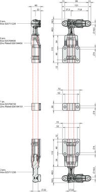 Kit crémone en applique  inox Ø22 ST4 (1)