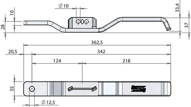 Klamka  P/L 35x10 mm,   dla zamka standartowego (2)