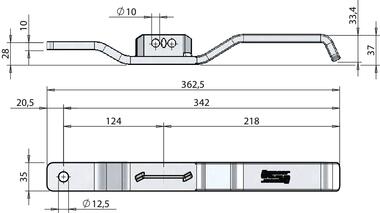 Leva 35x10 mm ambidestra per sede arresto normale (2)