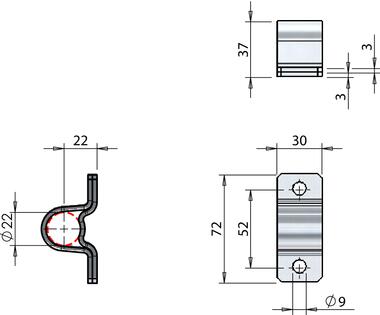 Guide plate Ø22, 30 mm length (2)