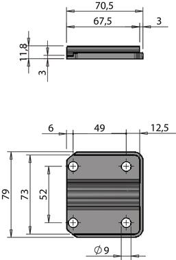 Platine inférieur pour grand guide déporté Ø22 (2)