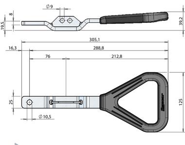 FURGOCAR ERGO Hebel LH/RH 25x8 mm, mit Kunstoff ausgelegt (2)