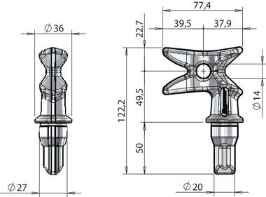 Spannzapfen LH/RH verriegelbar,für Drehstangenverschluss Ø27 PS4 (2)