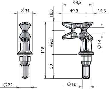 Arpione DX/SX Ø22 ST4 lucchettabile (2)