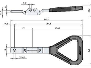 FURGOCAR ERGO Hebel LH/RH 25x8 mm, Kunstoff ausgelegt (2)