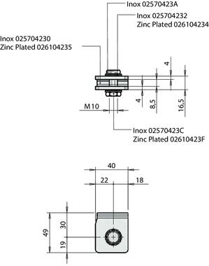 Lever mount Kit Ø16 complete with bolt, washers and nut (2)