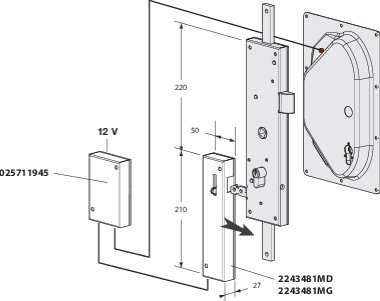 Módulo adicional de bloqueo eléctrico para falleba (+LED)