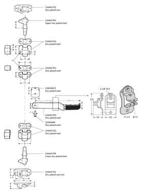 Kit de falleba exterior en acero zincado para tubo Ø 27 (2)