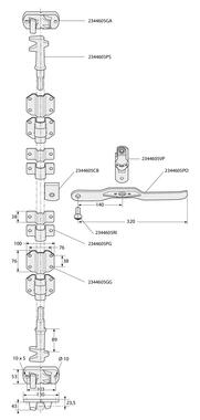 Crémone en applique en acier zingué pour Ø 27 (1)