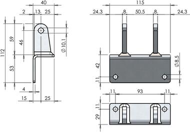 Bolt-on angular bracket 36 mm (2)