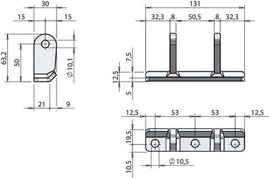 Chape à base plate zinguée 21 mm à visser (2)