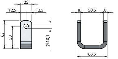 Weld-on U-type bracket 25 mm (2)