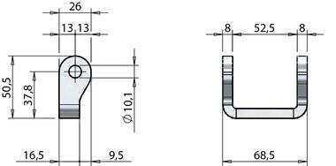Weld-on U-type bracket 16 mm (2)
