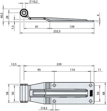 Stainless steel hinge with self-lubricating bushes, for max (2)