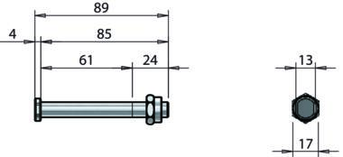 Sworzeń rotacyjny, nakrętka blokująca M10x85 (2)