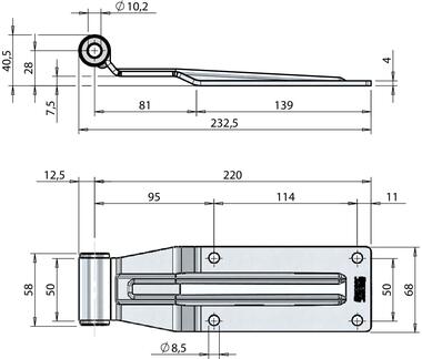 Rear door hinge for small-medium bodies (2)