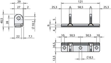 Cardine a base piana 22 mm (2)