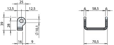 Scharnierbock "U" 16 mm, zum Anschweißen (2)