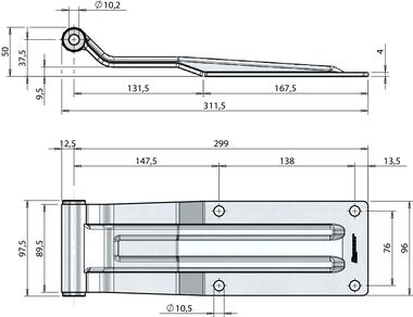 Heavy duty rear door hinge, for large bodies (2)