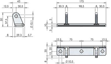 Bolt-on flat base bracket with offset lugs 30 mm (2)