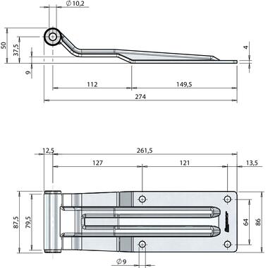 Penture acier zingué 261,5 mm (2)