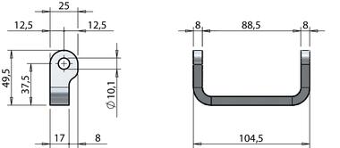 Weld-on U-type bracket 17 mm (2)