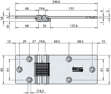 Charnière inox double articulation (2)