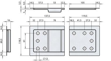 Set of backplates to recess the hinge (2)