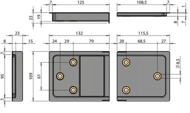 Einbauschalensatz mit Messingbuchsen zur Abdeckung der Tür-und Wandeinbuchtung (2)