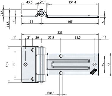 Heavy duty flat side door hinge for large doors (2)