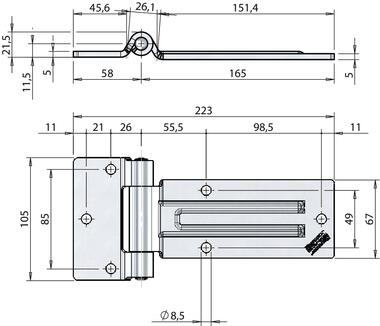 Bisagra lateral plana para puertas grandes (2)