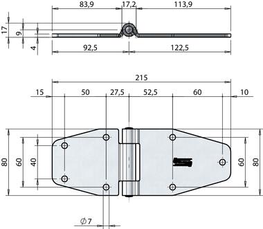 Heavy duty side flat hinge for medium doors (2)