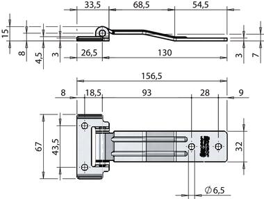 Charnière zinguée 156,5mm avec passage de joint (2)