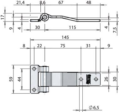 Cerniera laterale salto-gomma, per porte di piccole dimensioni (2)
