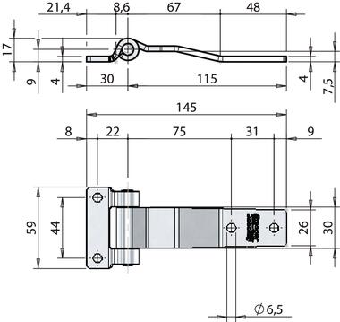 Charnière zinguée 145 mm avec passage de joint (2)