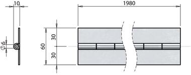 Continuous hinge, length 1980 mm. Raw (2)