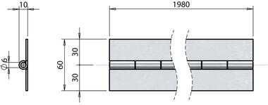 Bisagra continua, longitud 1980 mm, bruta (2)