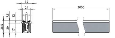 Bisagra continua anodizada, articulación central de poliuretano elastoméro negro (2)