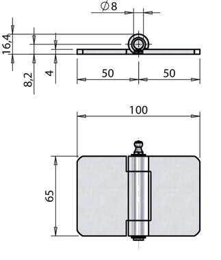 Butt hinge with grease nipple for various applications (2)
