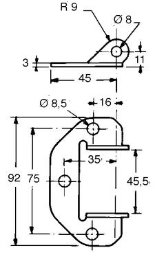 Steel hinge bracket, grey polyester painted (2)