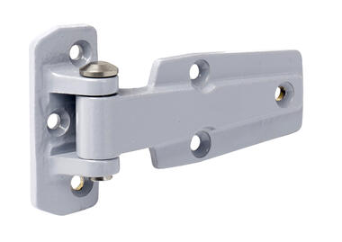 Die-cast aluminium hinge, grey epoxy finish, stainless steel pin