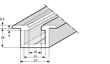 Schienenprofil, Rohaluminium ohne Keder (1)