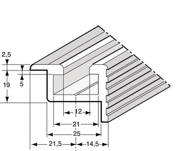 Raw aluminium track profile without buffer