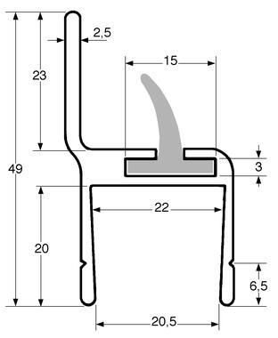 Rahmenprofil mit Anschlag, Rohaluminium (1)