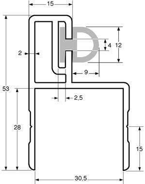 Profilo con battuta in alluminio anodizzato