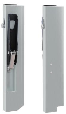 Dropside lock, horizontal pin, in anodized aluminium profile