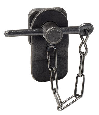 Dropside lock with chain and conical cotter, self colour steel (1)