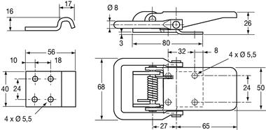 Zinc plated trunk fastener without padlock with hook (2)