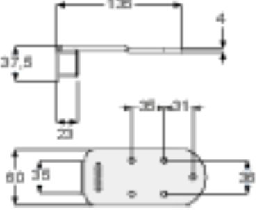 Steel dropside catch, delivered with fixing plate and 2 screws (2)